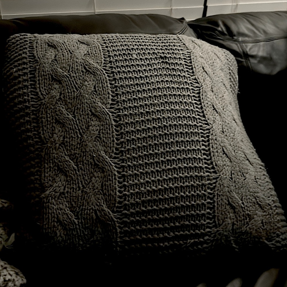 Set of two down feather knit throw pillows